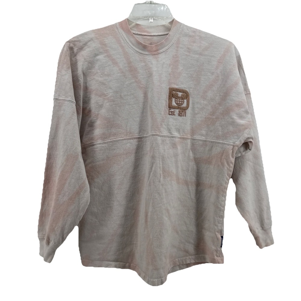Disney Spirit Jersey Womens XS Pink Sweatshirt Tie Dye Crew Neck Pullover